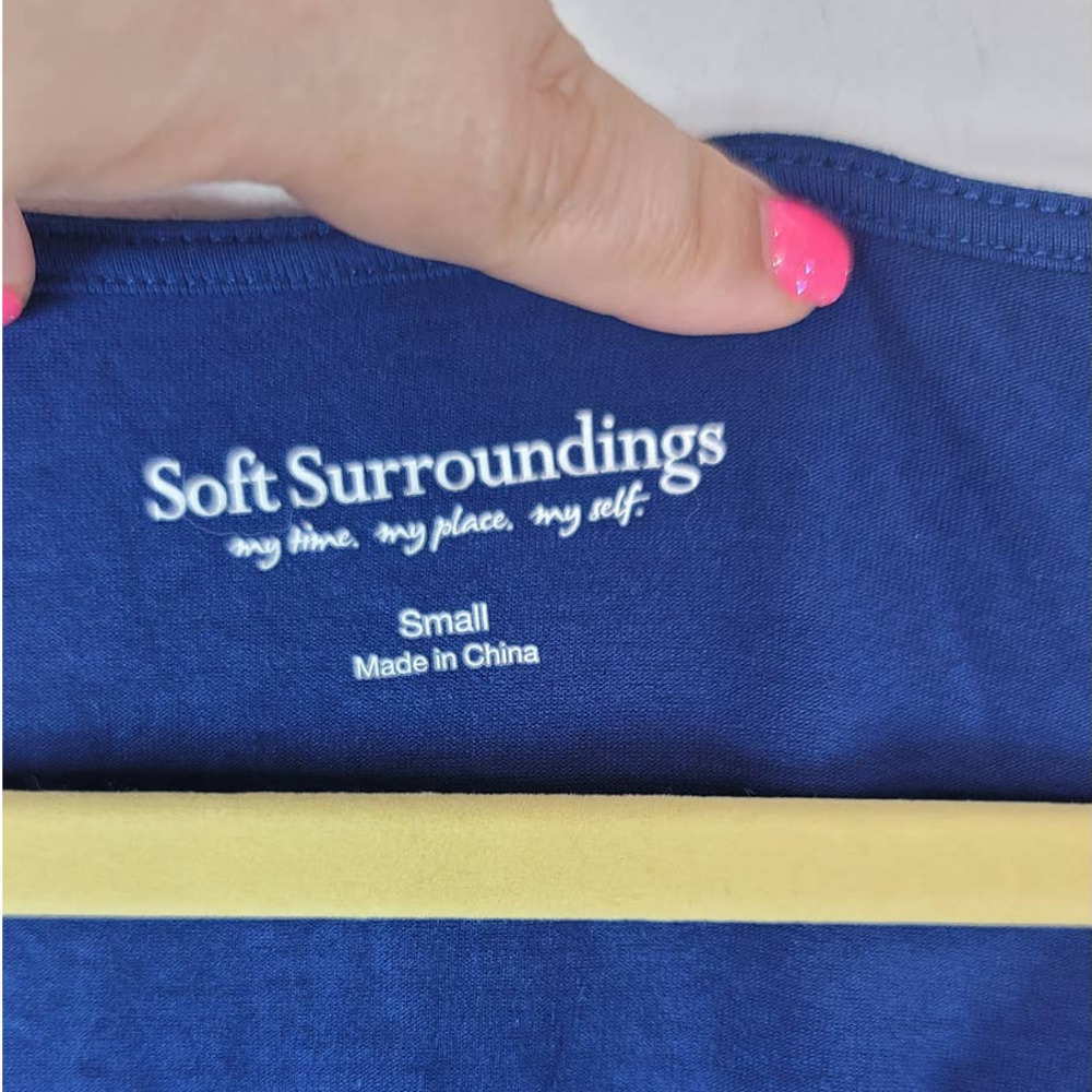 Soft Surroundings Basic Layering Tee Size S Super Soft Long Sleeve Stretch Blue - Picture 4 of 5